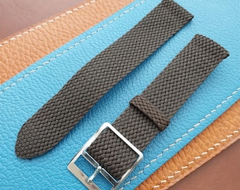 18mm Brown Perlon Mesh 2-piece Unused 1960s 1970s Vintage Field Watch Strap