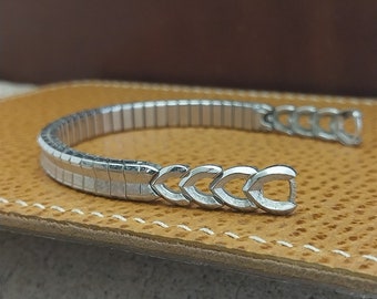 Long Ladies White Gold-Filled Speidel String of Hearts MIP Vintage Watch Band