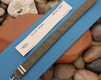 Vintage Army Green Service Poplin One-Piece 14mm Canvas WWII Unused Watch Band