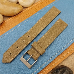 Vintage 16mm OD Green Canvas Military 1940s Watch Band & Bead Blasted Buckle