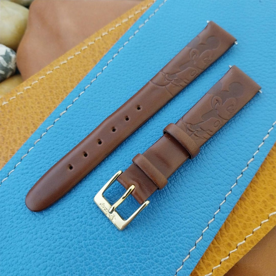 14mm Disney Mickey Mouse Brown Leather Unused Watch Strap - Etsy display picture 3