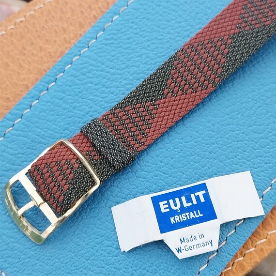Vintage Braided Perlon Argyle Melange Single Pass Unused nos 1960s Watch Band View 2