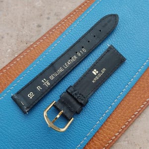 18mm Kreisler Black Shark NOS Vintage Watch Band & Gold-Tone Buckle image 2