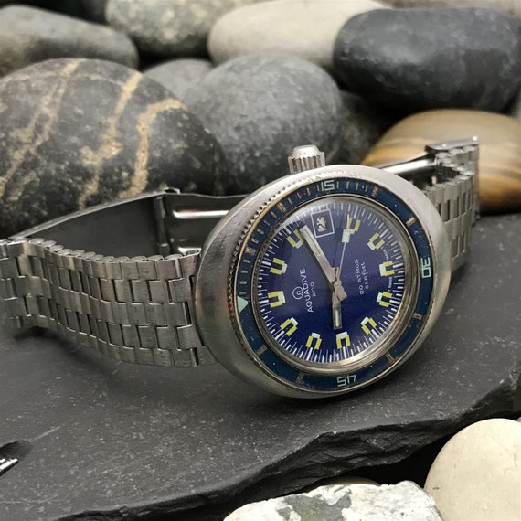 Rare 1970s Blue Aquadive Model 1939 Vintage Diver… - image 1