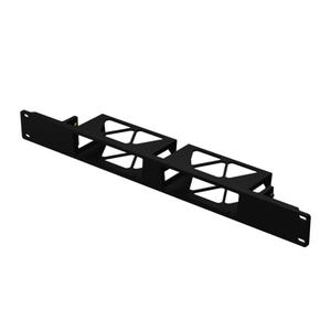 May include: A black metal rack mount component with a series of triangular cutouts. The component has a rectangular shape with mounting holes on each end. The design suggests it is for mounting equipment in a server rack or similar setup.