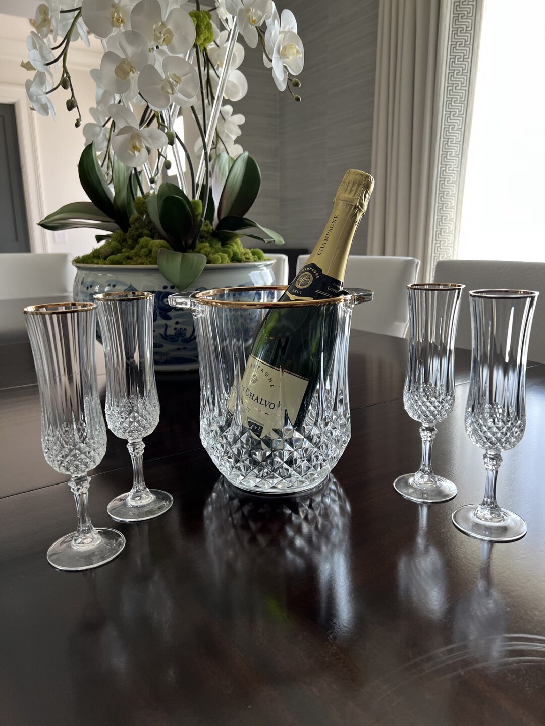 Durandlongchamps. Set of an Ice Bucket and 4 Cut Crystal Etsy