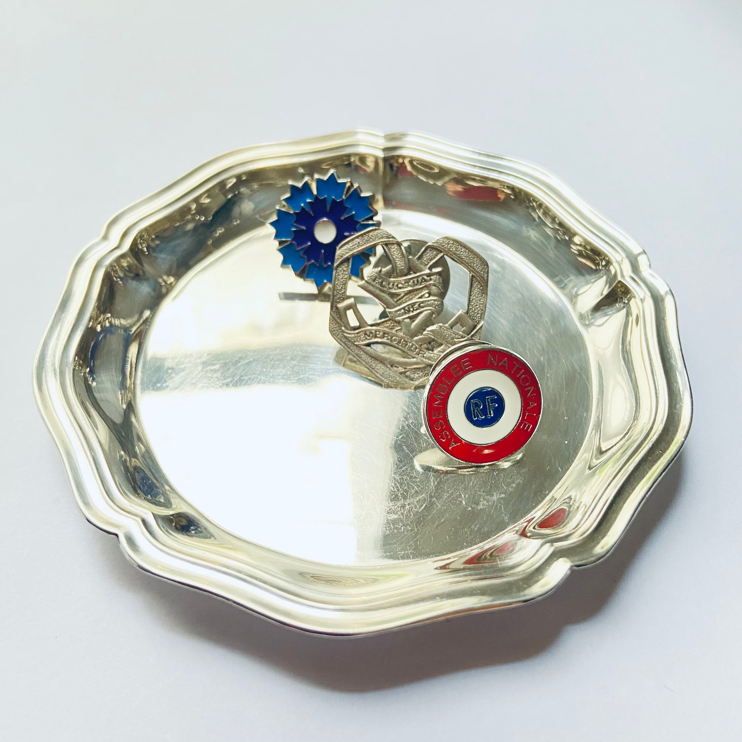 Christofle/antique/vintage/花リム/アンティーク/クリストフル/トレイ