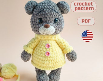 Crochet Christmas bear PATTERN PDF - ENGLISH - Crochet teddy bear pattern - Amigurumi teddy bear - Plush bear pattern - Crochet teddy doll