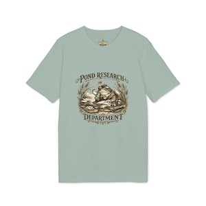 T-shirt van de afdeling vijveronderzoek, retro T-shirt met kikkermotief voor veldstudie, kaki gecodeerd Gorpcore natuurcadeau