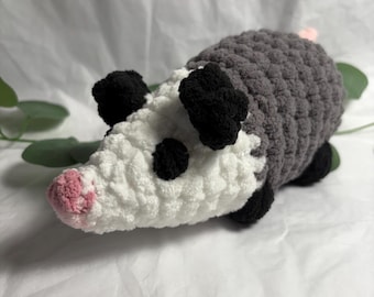 Custom Small Soft Crochet Opossum, Opossum Plush, Crochet Possum