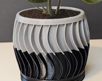 Maceta espiral impresa en 3D, decoración moderna, regalo, 7 colores, tamaño pequeño a grande, materiales reciclados.