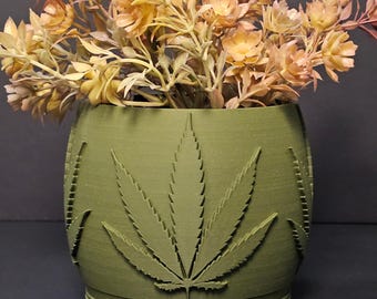 Maceta para cannabis, maceta para hojas de marihuana, maceta para suculentas, decoración del hogar 420, decoración de marihuana, regalo para fumetas, maceta única para amantes de las plantas.