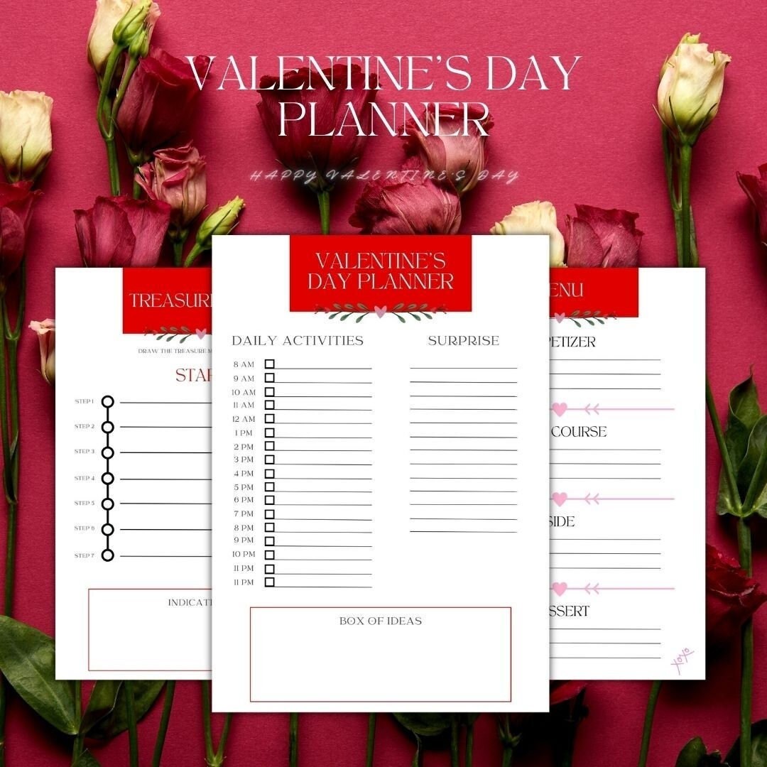 Printable Valentine's Day Planner Bundle, Digital Valentine's Day