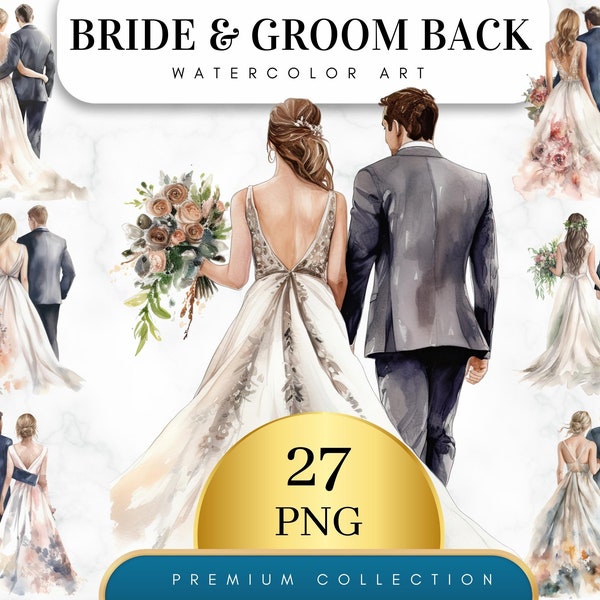 Set of 27, Bride and Groom Back Clipart, Wedding Day Clipart PNG, Marriage clipart, Just Married Clipart, Bride and Groom Png, Digital PNG