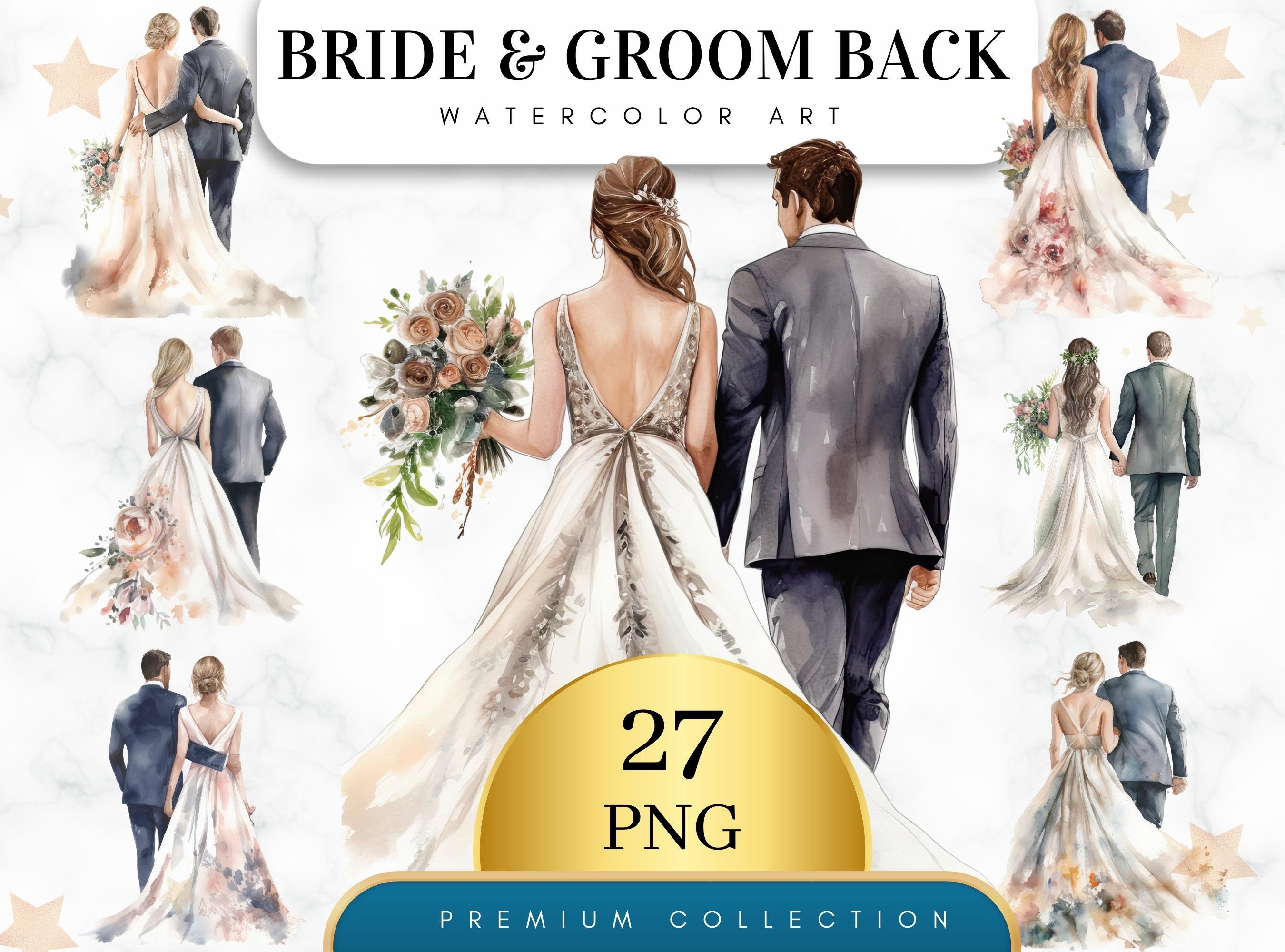Set of 27, Bride and Groom Back Clipart, Wedding Day Clipart PNG, Marriage clipart, Just Married Clipart, Bride and Groom Png, Digital PNG