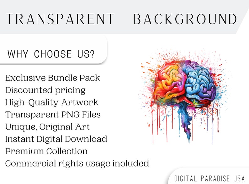 Set of 30, Brain Art, Brain Illustration, Mind Clipart, Brain Anatomy, Brain Clipart Png, Scrapbooking, Sublimation PNG, Digital Download image 4