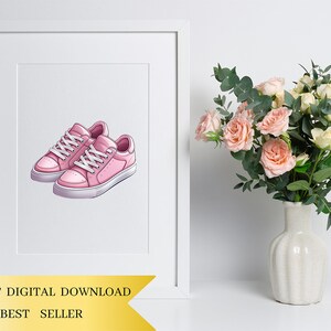 Set di 20, Clipart di scarpe da ginnastica, Clipart di scarpe, PNG di scarpe da ginnastica, Pacchetto di scarpe, Scarpe da ginnastica acquerellate, Arte di scarpe da ginnastica, Download digitale, PNG di sublimazione immagine 5