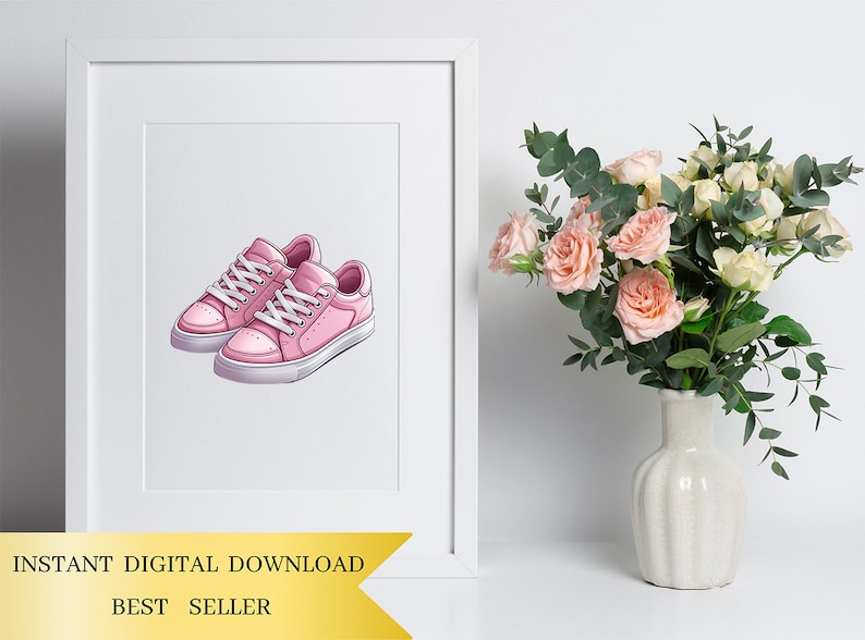Set di 20, Clipart di scarpe da ginnastica, Clipart di scarpe, PNG di scarpe da ginnastica, Pacchetto di scarpe, Scarpe da ginnastica acquerellate, Arte di scarpe da ginnastica, Download digitale, PNG di sublimazione immagine 5
