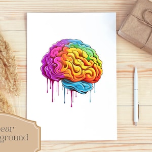 Set of 30, Brain Art, Brain Illustration, Mind Clipart, Brain Anatomy, Brain Clipart Png, Scrapbooking, Sublimation PNG, Digital Download image 3