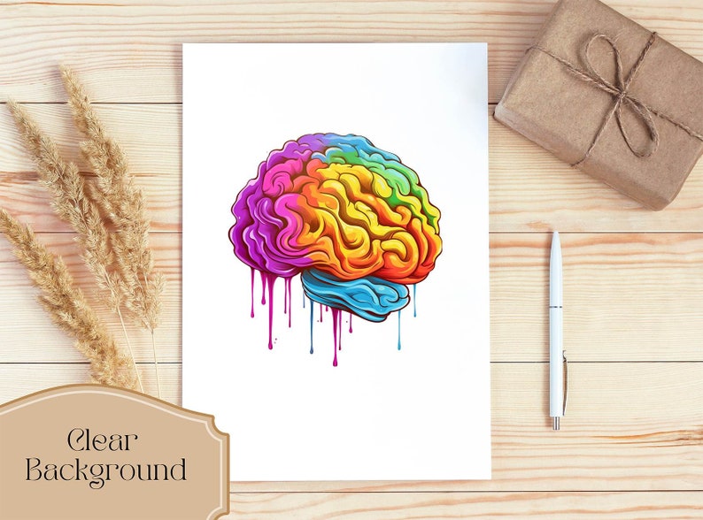 Set of 30, Brain Art, Brain Illustration, Mind Clipart, Brain Anatomy, Brain Clipart Png, Scrapbooking, Sublimation PNG, Digital Download image 3