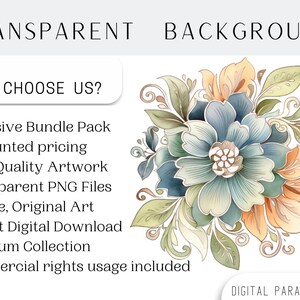 Set of 50, Watercolor Flower Line art, Flower png, Floral Clipart, Floral Print, Botanical Clipart, Floral Png, Wedding Clipart, Digital Png image 4