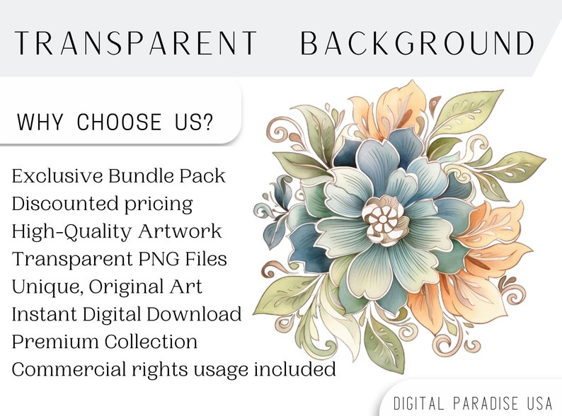 Set of 50, Watercolor Flower Line art, Flower png, Floral Clipart, Floral Print, Botanical Clipart, Floral Png, Wedding Clipart, Digital Png image 4