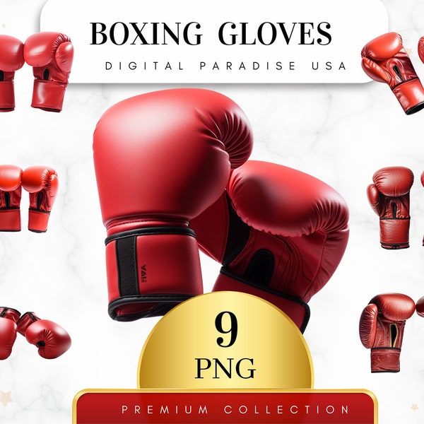 Set of 9, Boxing Gloves Clipart, Boxing Gloves PNG, Boxing Gloves Bundle, Boxing Gloves Sublimation, Junk Journal, Wall Art,Digital Download