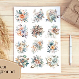 Set of 50, Watercolor Flower Line art, Flower png, Floral Clipart, Floral Print, Botanical Clipart, Floral Png, Wedding Clipart, Digital Png image 3