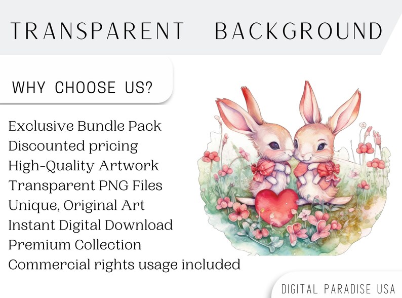 Set of 9, Watercolor Bunnies in Love, Bunny PNG, Bunny in Love Png, Animals Clipart, Bunny Wall Art, Printable Bunnies Art, Digital PNG image 4