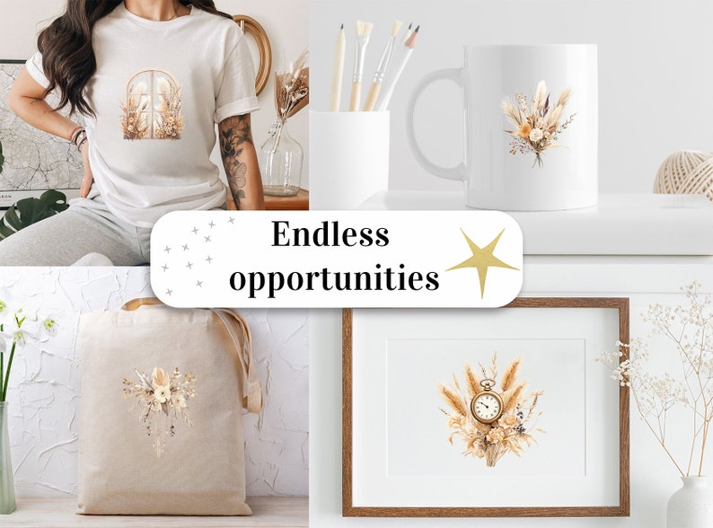 Set of 31, Boho Beige Cliparts, Beige Clipart Bundle, Junk Journal Art, Scrapbook Clipart, Beige Dreamcatcher, Sublimation, Digital Download image 8