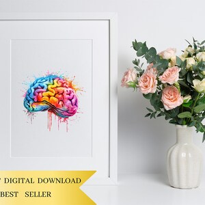 Set of 30, Brain Art, Brain Illustration, Mind Clipart, Brain Anatomy, Brain Clipart Png, Scrapbooking, Sublimation PNG, Digital Download image 5