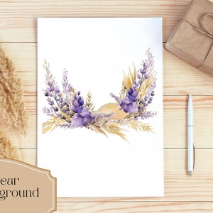 Set of 18, Watercolor Lavender Clipart, Lavender PNG, Floral Clipart, Wedding Clipart, Spring Clipart, Watercolor flower, Digital PNG image 3