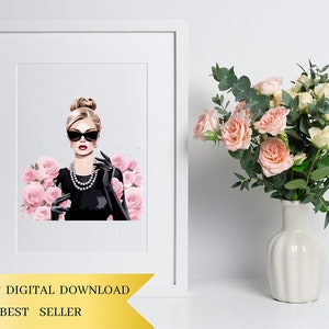 Set of 9, Watercolor Glamour Gazette, Fashion girl Clipart, Fashion Girl Png, Girl with Glasses, Girl Boss Clipart, Girls Art, Digital Png image 5