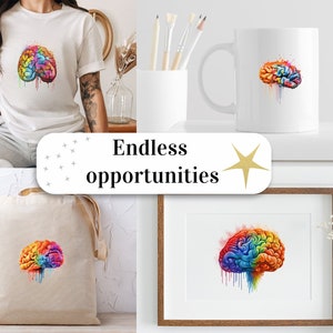Set of 30, Brain Art, Brain Illustration, Mind Clipart, Brain Anatomy, Brain Clipart Png, Scrapbooking, Sublimation PNG, Digital Download image 8