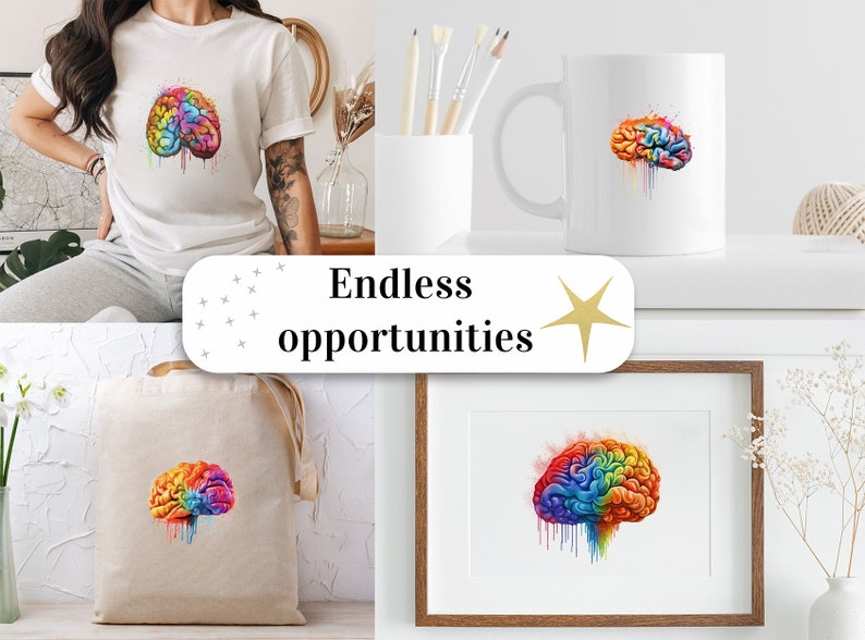 Set of 30, Brain Art, Brain Illustration, Mind Clipart, Brain Anatomy, Brain Clipart Png, Scrapbooking, Sublimation PNG, Digital Download image 8