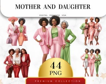 Set of 44, Mother and Daughter Clipart, Mom and Daughter Png, Mom Clipart, Daughter PNG, Digital Download, Family Clipart, Sublimation PNG
