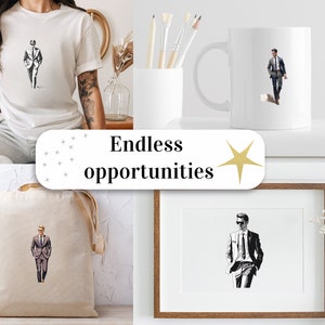 Set di 25, Clipart di uomini in giacca e cravatta ad acquerello, Clipart di uomini belli, Moda uomo PNG, Moda uomo PNG, Uomo PNG, Sublimazione PNG, Digitale PNG immagine 8