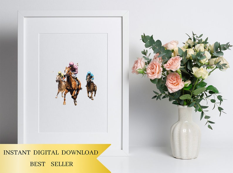 Set of 57, Kentucky Derby Clipart, Horse Racing Clipart, Racehorse PNG, Derby Party Decor, Equestrian Art, Sublimation PNG, Digital Download image 5