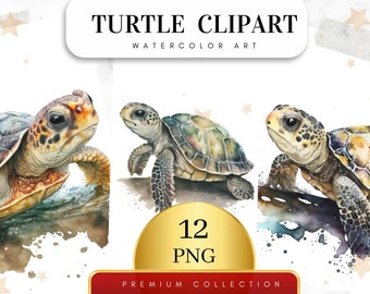 Set of 12, Sea Turtle PNG, Watercolor Sea Turtle Clipart, Sea Animals PNG, Cute Sea Turtle, Sea Turtle Wall Art, Ocean Animals, Digital Png