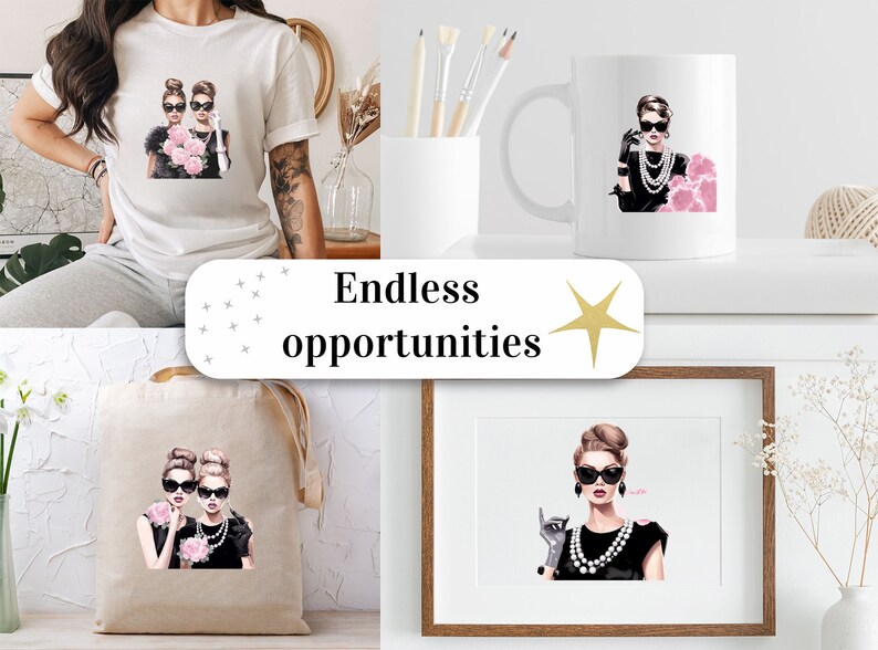 Set of 9, Watercolor Glamour Gazette, Fashion girl Clipart, Fashion Girl Png, Girl with Glasses, Girl Boss Clipart, Girls Art, Digital Png image 8