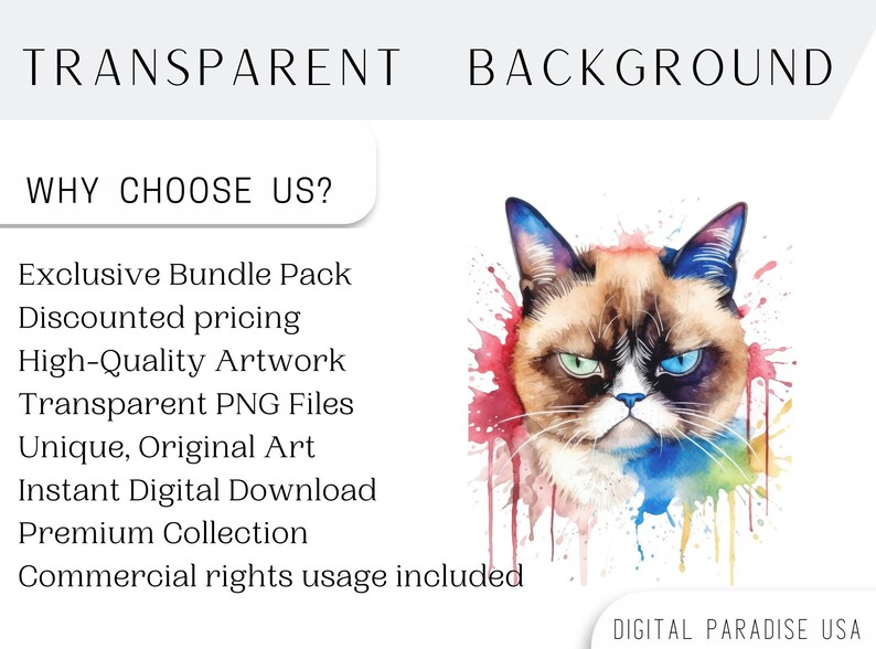 Conjunto de 4, imágenes prediseñadas de gato gruñón en acuarela, gato gruñón PNG, camiseta de gato gruñón, sublimación de animales PNG, gato PNG, arte de gato gruñón, PNG digital imagen 4