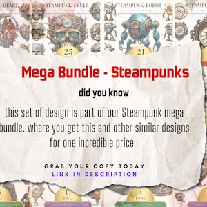 Lot de 16, Clipart dirigeable steampunk, aquarelle steampunk PNG, Art steampunk, décoration Steampunk, victorien, montgolfière PNG, PNG numérique image 6