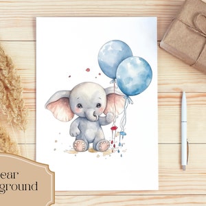 Set of 15, Watercolor Elephant, Baby Elephant Clipart, Baby Elephant ...