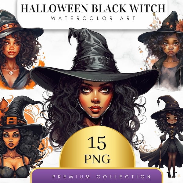 Set of 15, Halloween Black Witch Clipart, Witch Clipart, Witch PNG, Halloween Clipart, Witch Hat Clipart, Sublimation Png, Digital Download