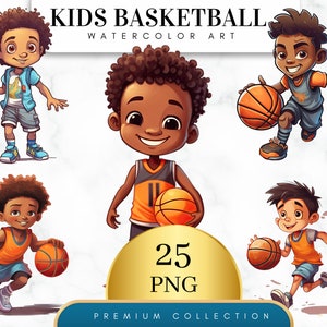 Set of 25, Kids Basketball Clipart, Basketball PNG, Basketball Junk Journal, Sports Clipart, Kids Clipart, Digital Download, Sublimation PNG