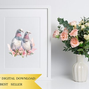 Set of 29, Cute Pigeons Clipart, Pigeon PNG, Bird Clipart, Scrapbook Birds, Watercolor Pigeons, Pigeon Art, Digital Download,Sublimation PNG image 5