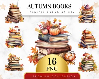 Set van 16, herfstboeken clipart, herfstdagboek clipart, boekenbundel, scrapbook clipart, herfst clipart, sublimatie png, digitale download