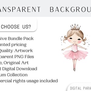 May include: A digital illustration of a ballerina wearing a pink tutu and a gold crown. The background is transparent.