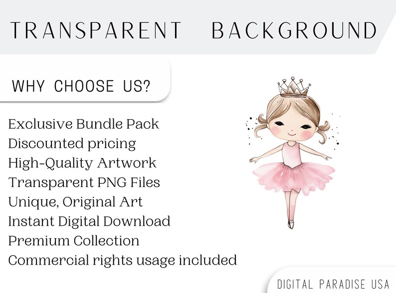 May include: A digital illustration of a ballerina wearing a pink tutu and a gold crown. The background is transparent.