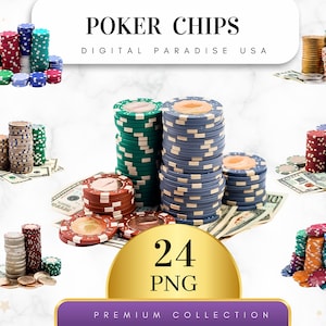 Set of 24, Poker Chips Clipart, Casino Clipart, Gambling PNG, Poker Chip Bundle, Scrapbook, Sublimation Png, Nursery Png, Digital Download